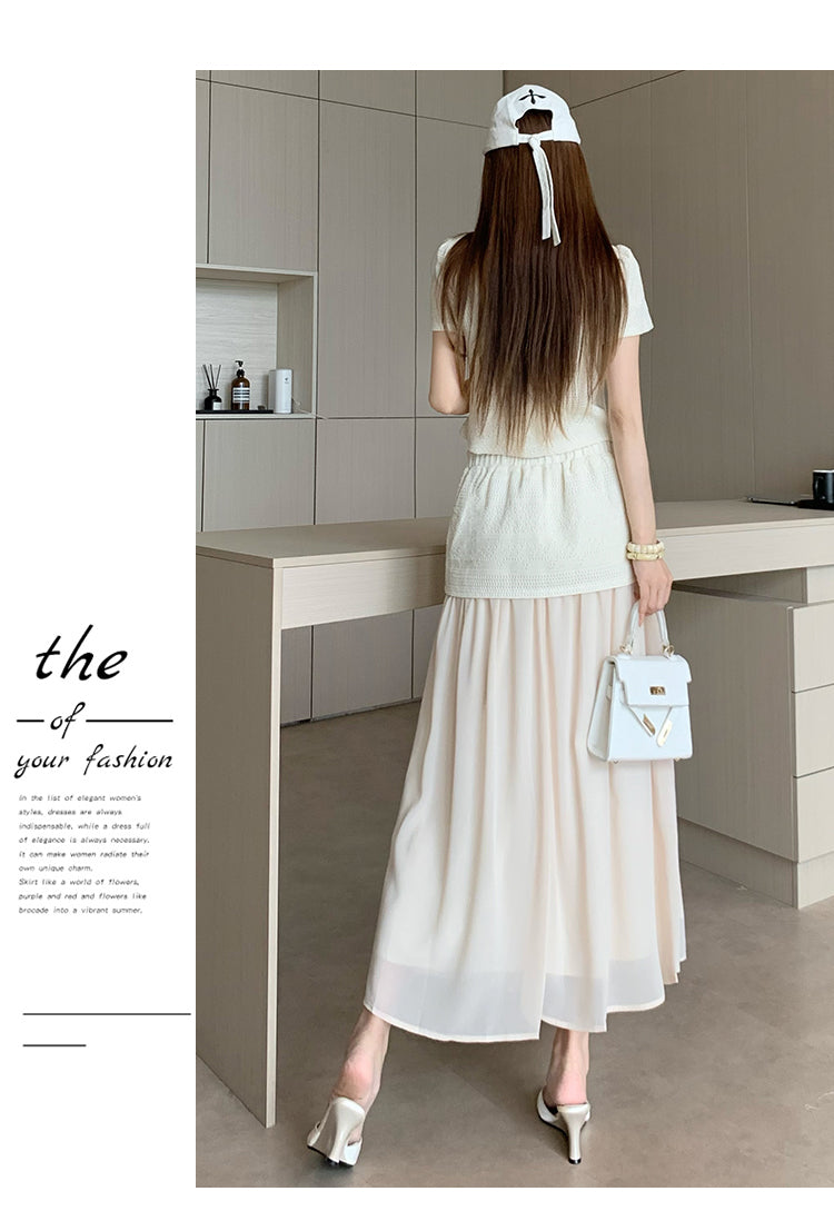 Slim Fit Top + Mesh Skirt Set