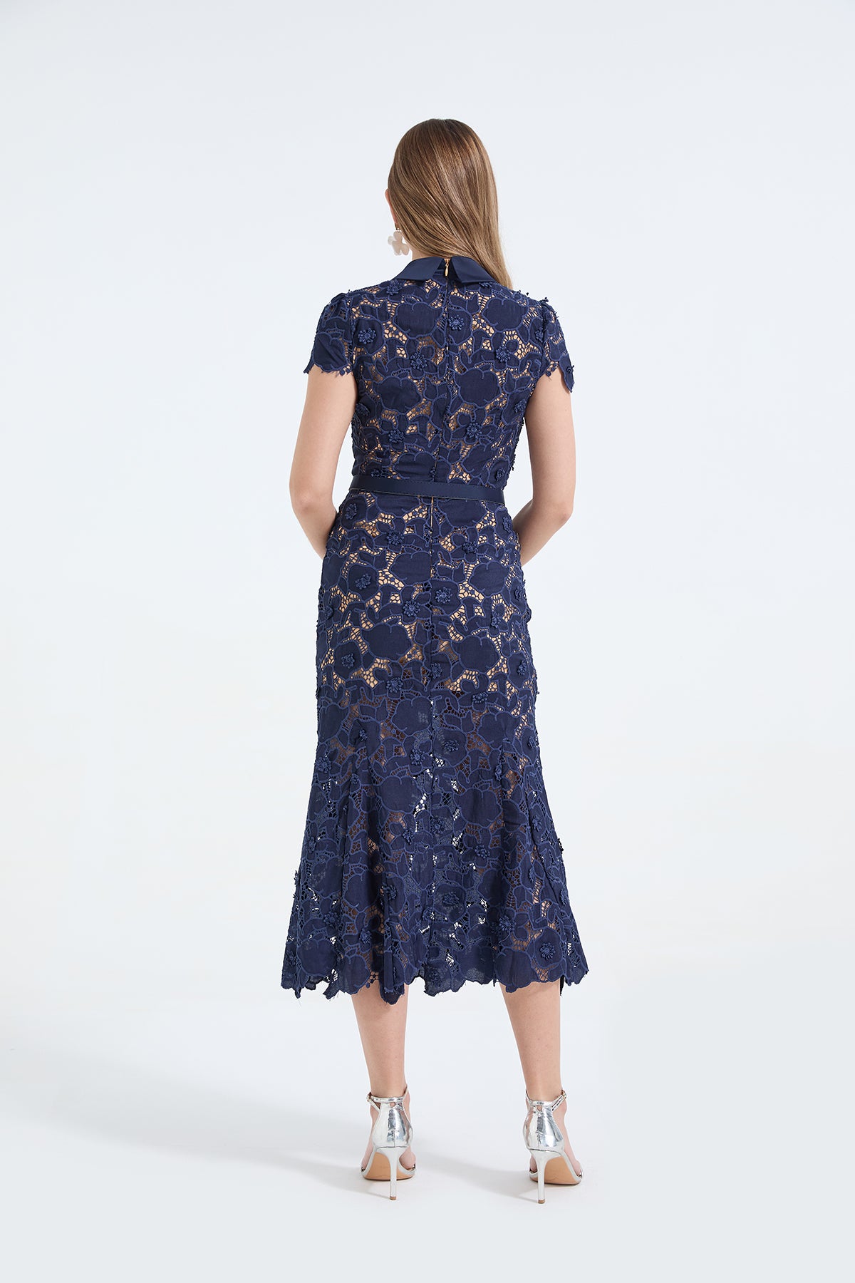 Floral Guipure Lace Midi Dress
