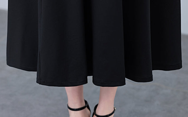 Black Dress With White Scarf Collar