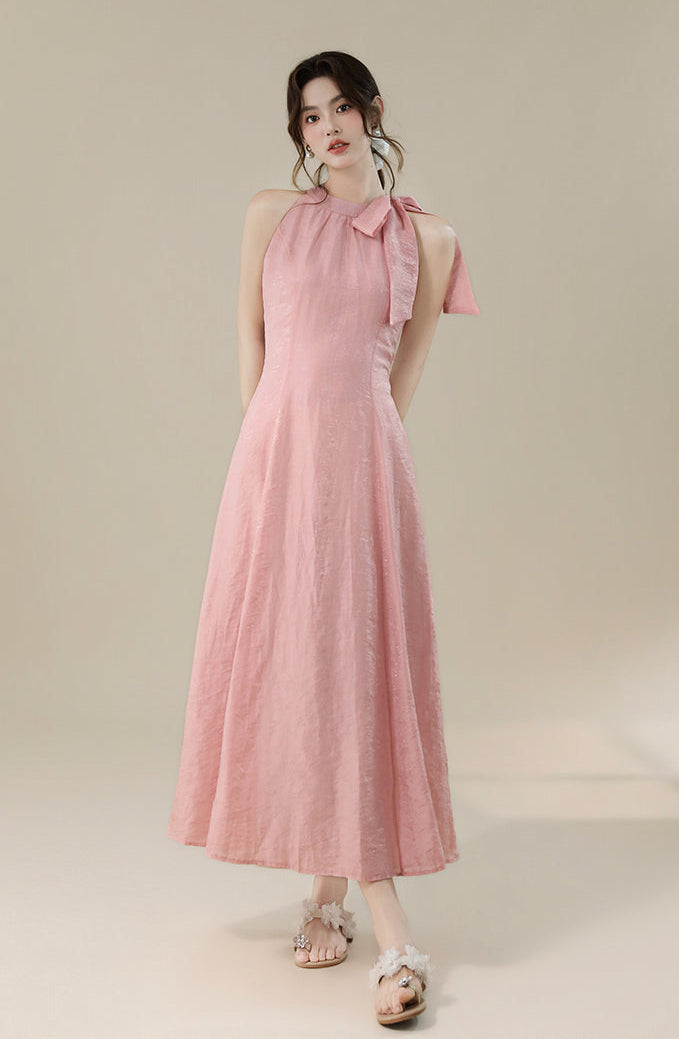 Petal Pink Tie-Shoulder Maxi Dress