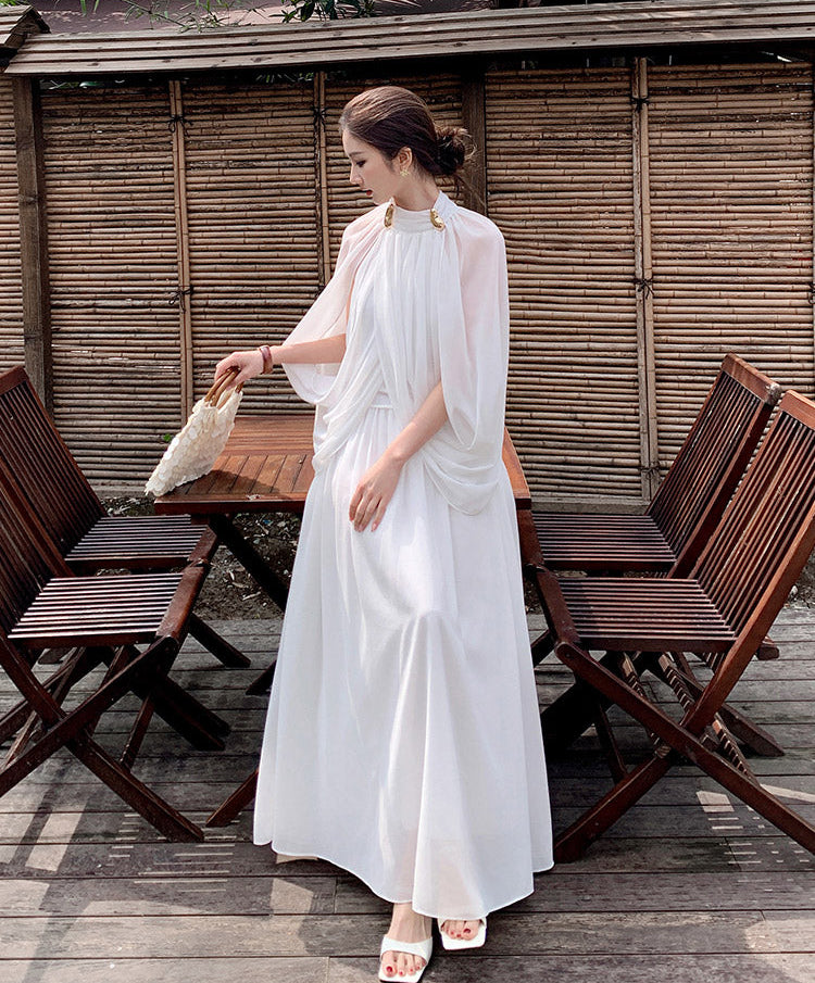 High-Neck Aura Cape Dress