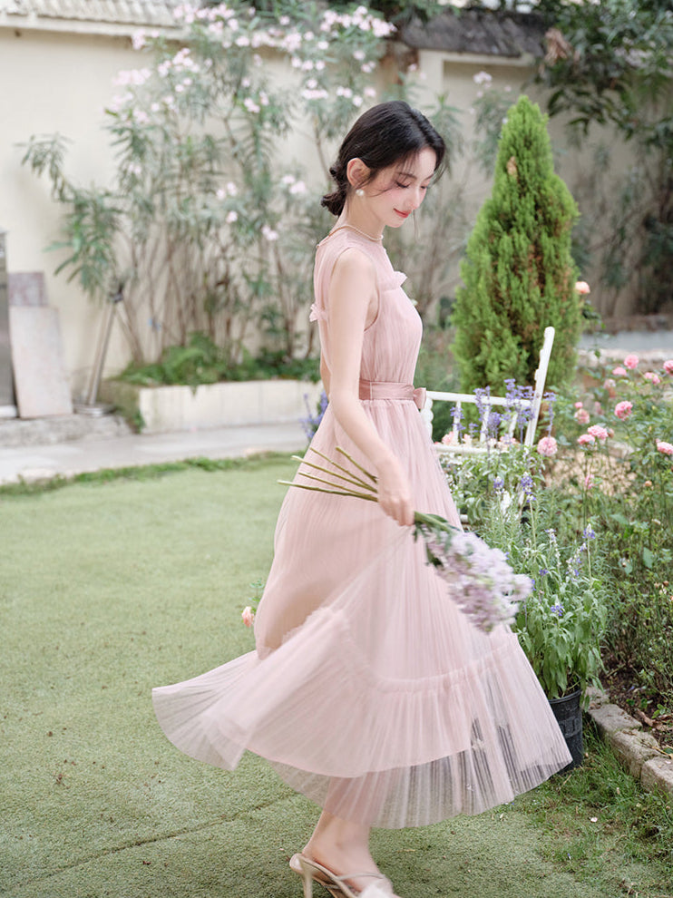 Colette French Chic Pleated Mesh Maxi Dress