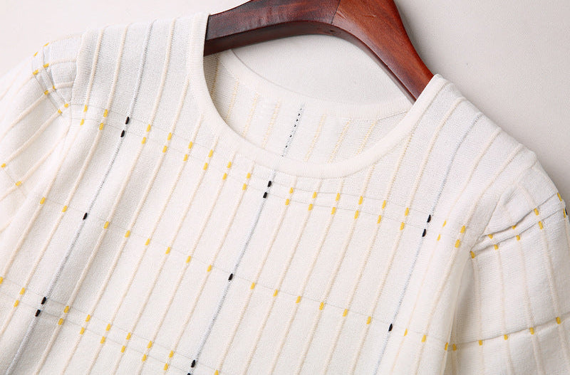 Ice Silk Summer Co-ord -Preppy Plaid Knit Short Sleeve Suit Set