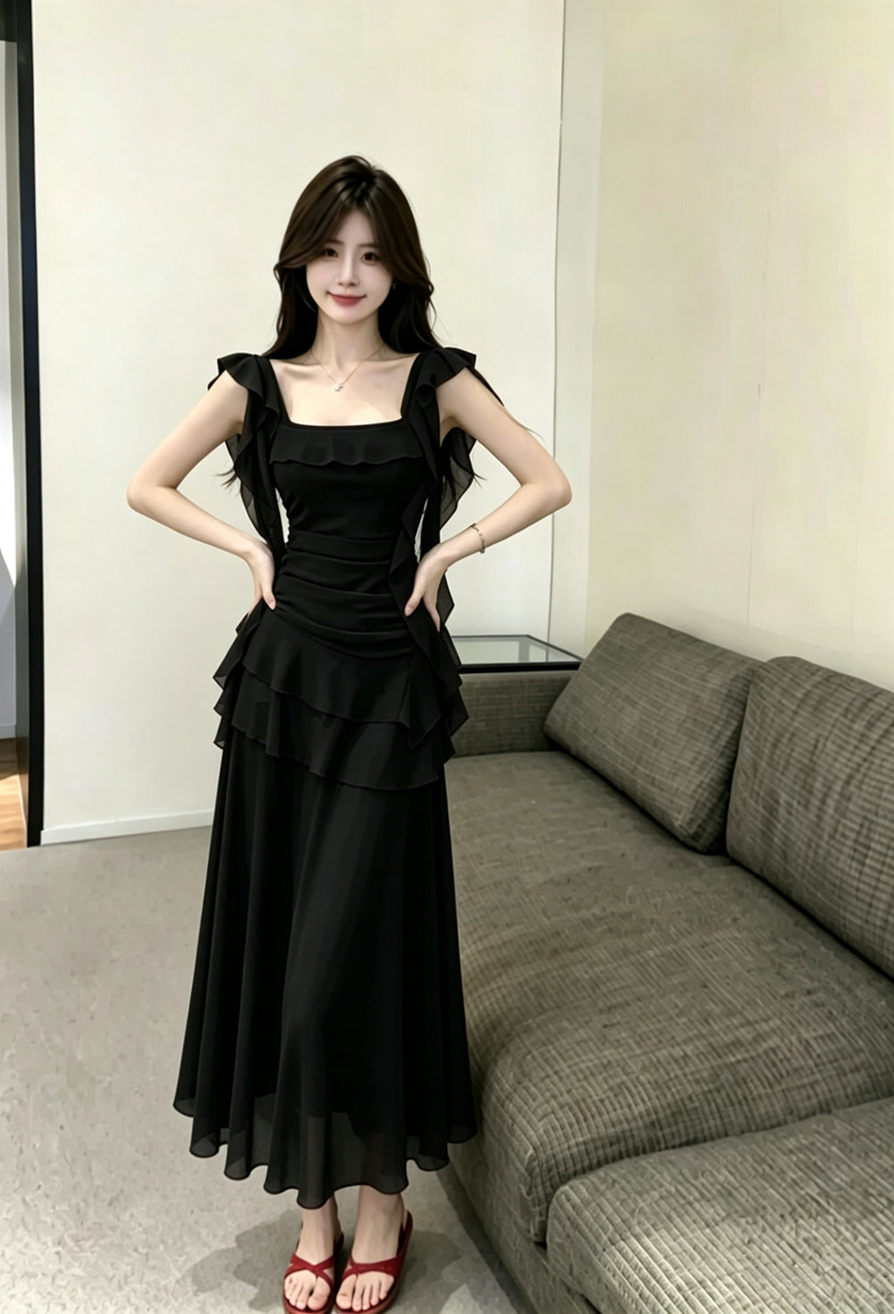 Juliet Cascade Chiffon Dress