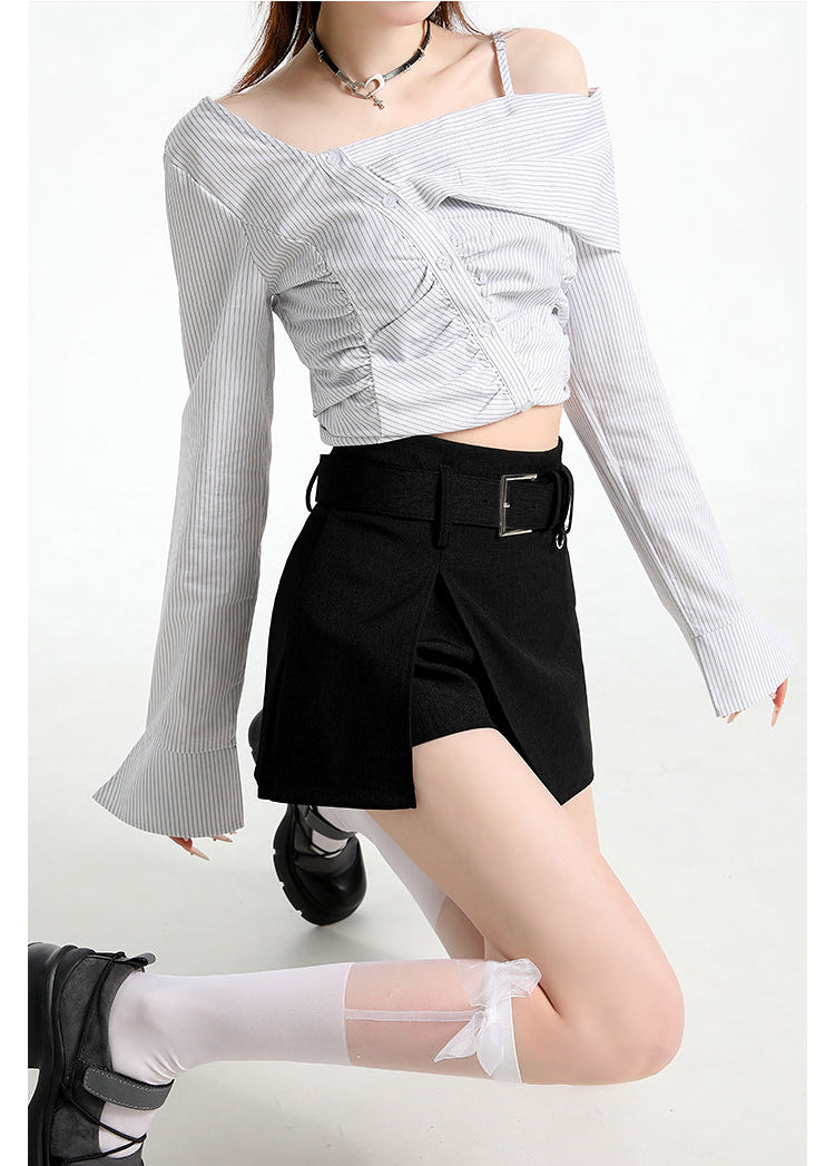 Neo-Classic Asymmetrical Belted Skort
