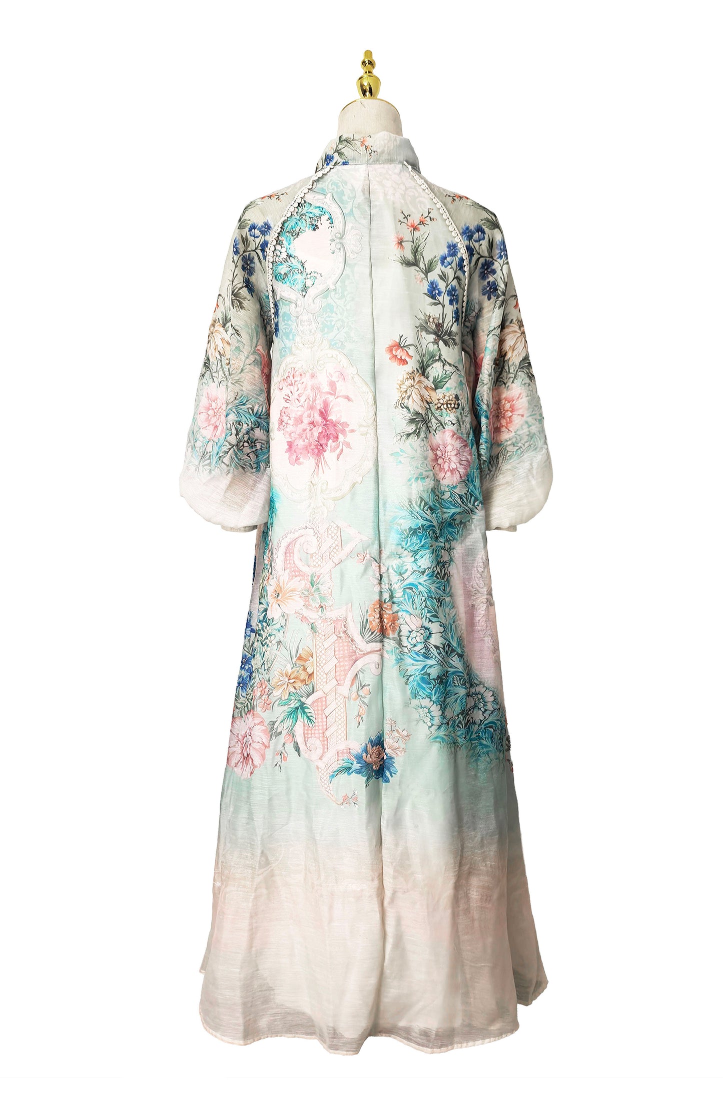 Impressionist Floral Tie-Neck Maxi Dress