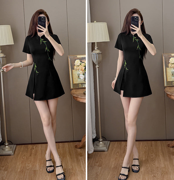 Bamboo Whisper Side-Slit Two-Piece Dress
