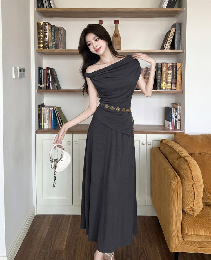 Elena Draped Off-Shoulder Midi Set