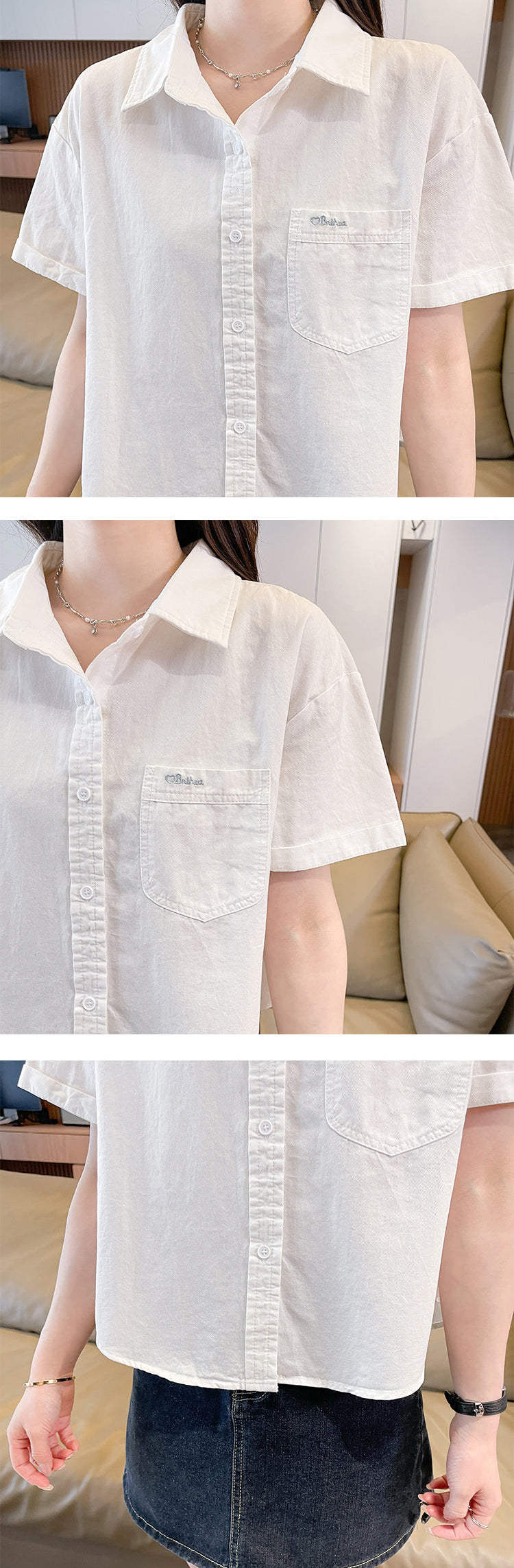 Casual Loose Short-Sleeved Shirt Jacket