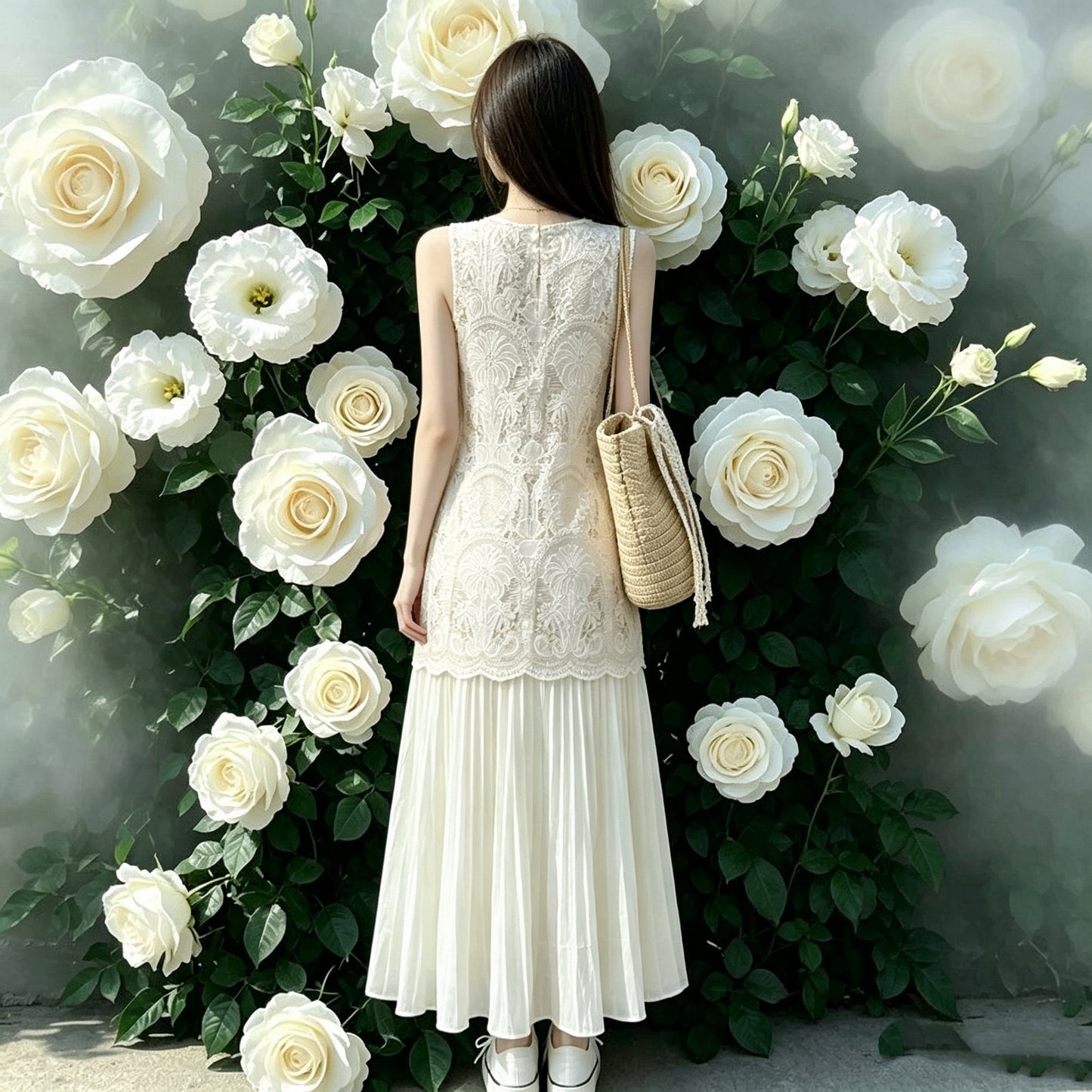 Daisy Dream Lace Pleated Maxi