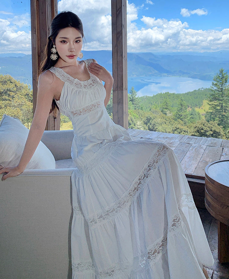 The Seraphina Lace-Panel Tiered Maxi Dress