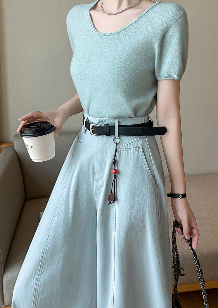 High-Rise Wide-Leg Trousers With Vertical Center Seam