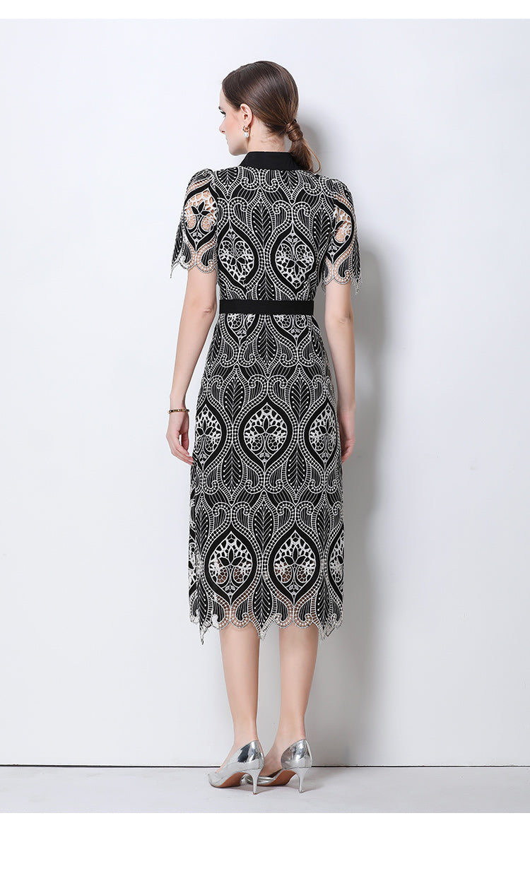 Aurelia Guipure Lace Midi Shirtdress With Belt
