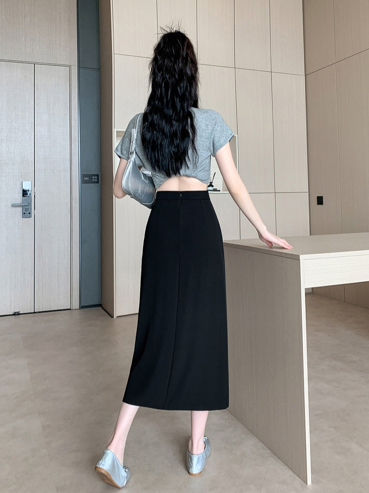 Ruffled Pleated Midi Skirt