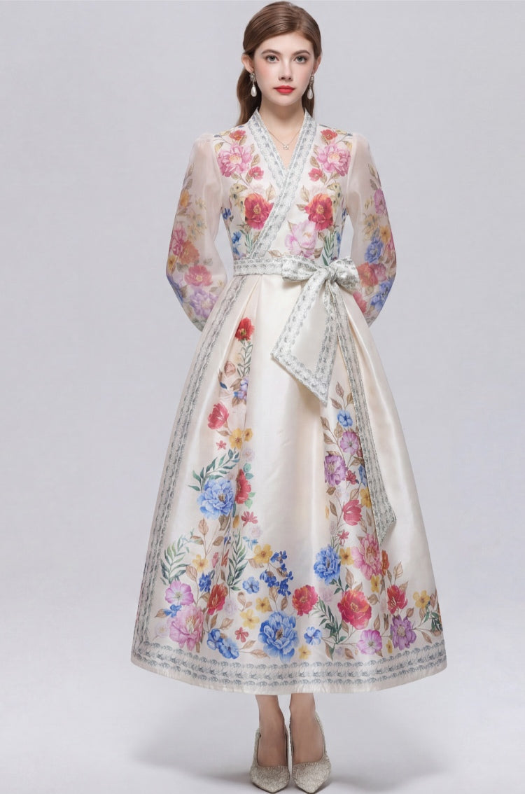 Vintage Inspired Floral Wrap Dress for Women