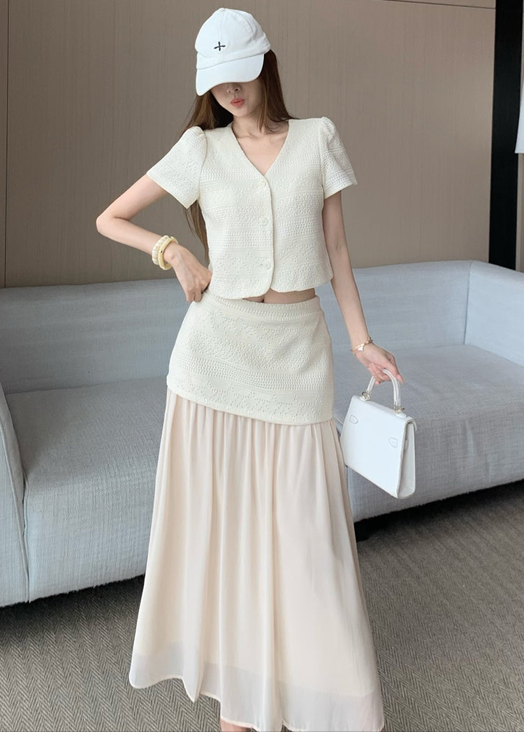Slim Fit Top + Mesh Skirt Set