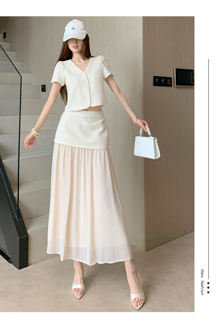 Slim Fit Top + Mesh Skirt Set