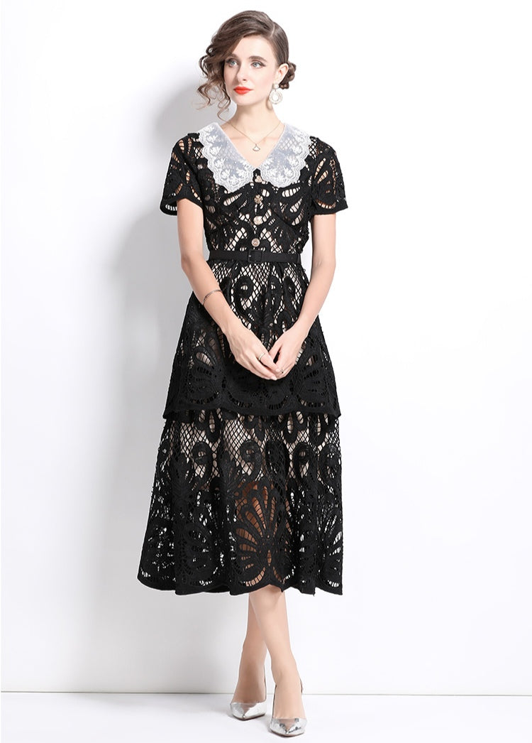 Lace Embroidered Mid-length Dress