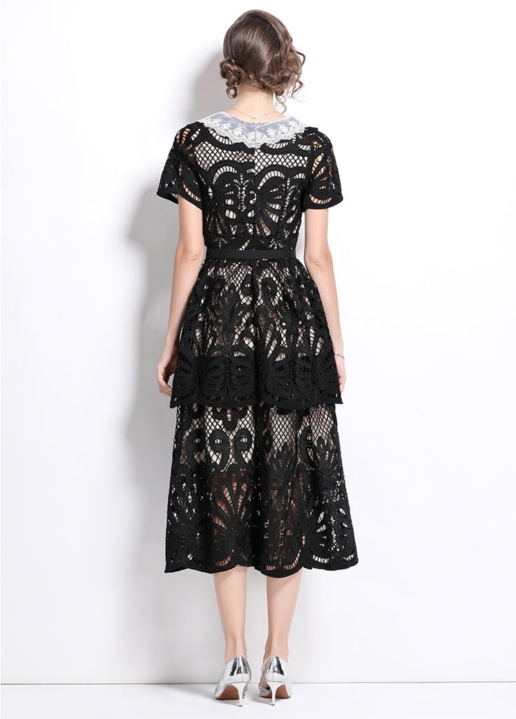 Lace Embroidered Mid-length Dress