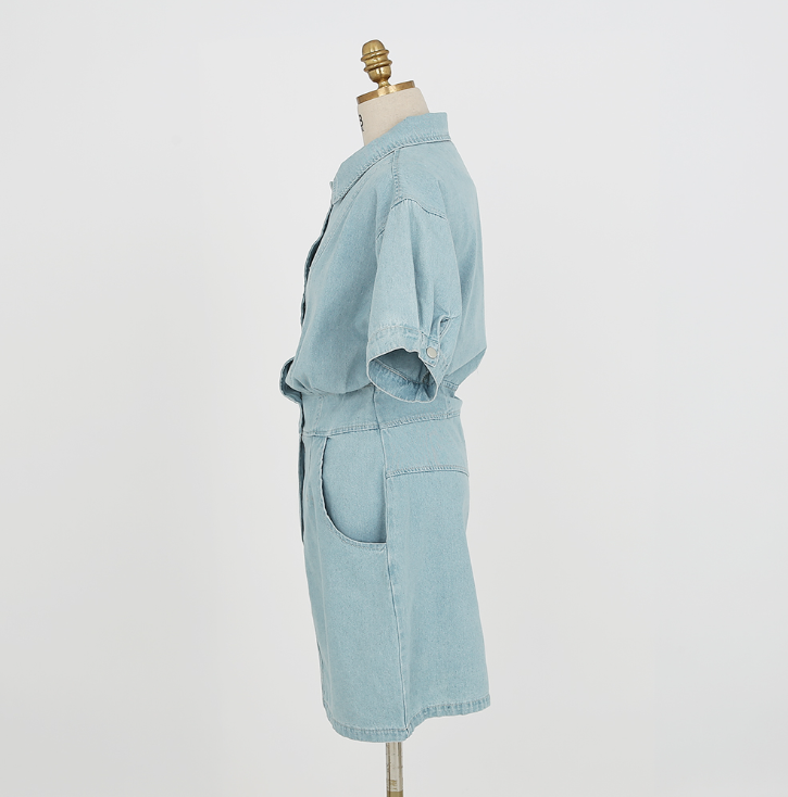 Denim Single-Breasted Mini Dress