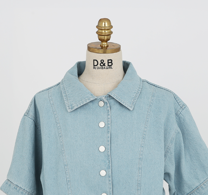 Denim Single-Breasted Mini Dress