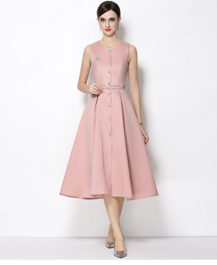 Elena Sleeveless Button-Down in Rose Pink Quartz