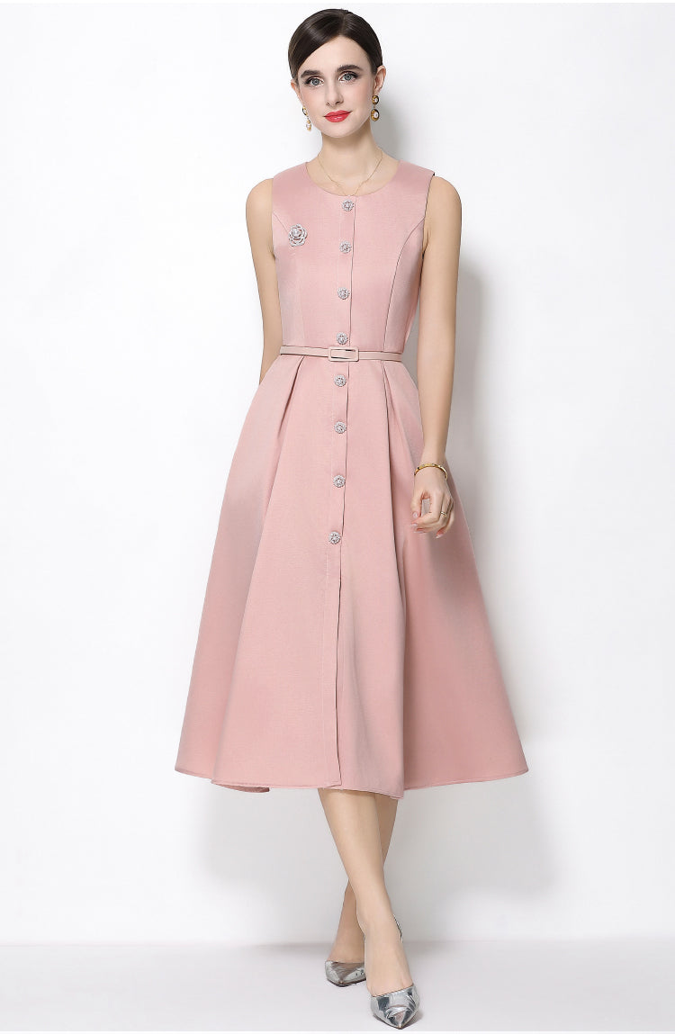 Elena Sleeveless Button-Down in Rose Pink Quartz
