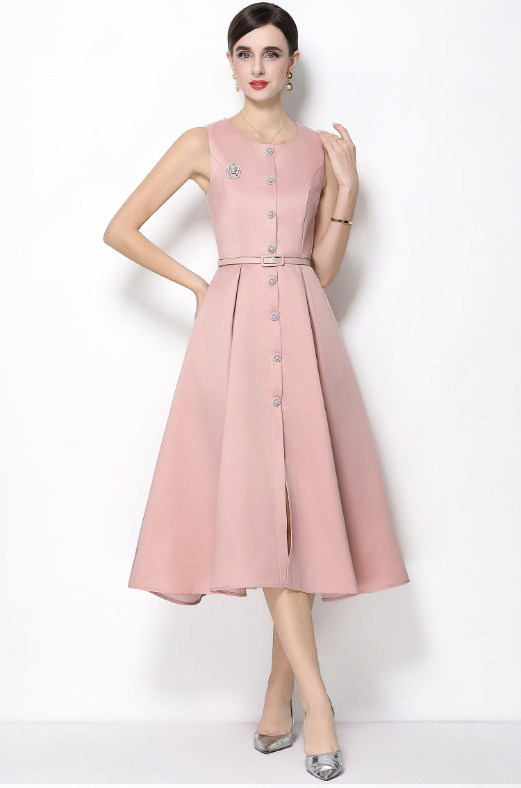Elena Sleeveless Button-Down in Rose Pink Quartz
