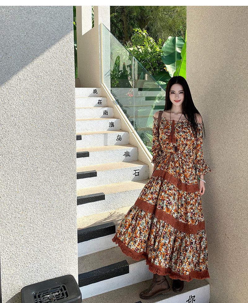 Autumn Orchard Floral Tiered Maxi Dress