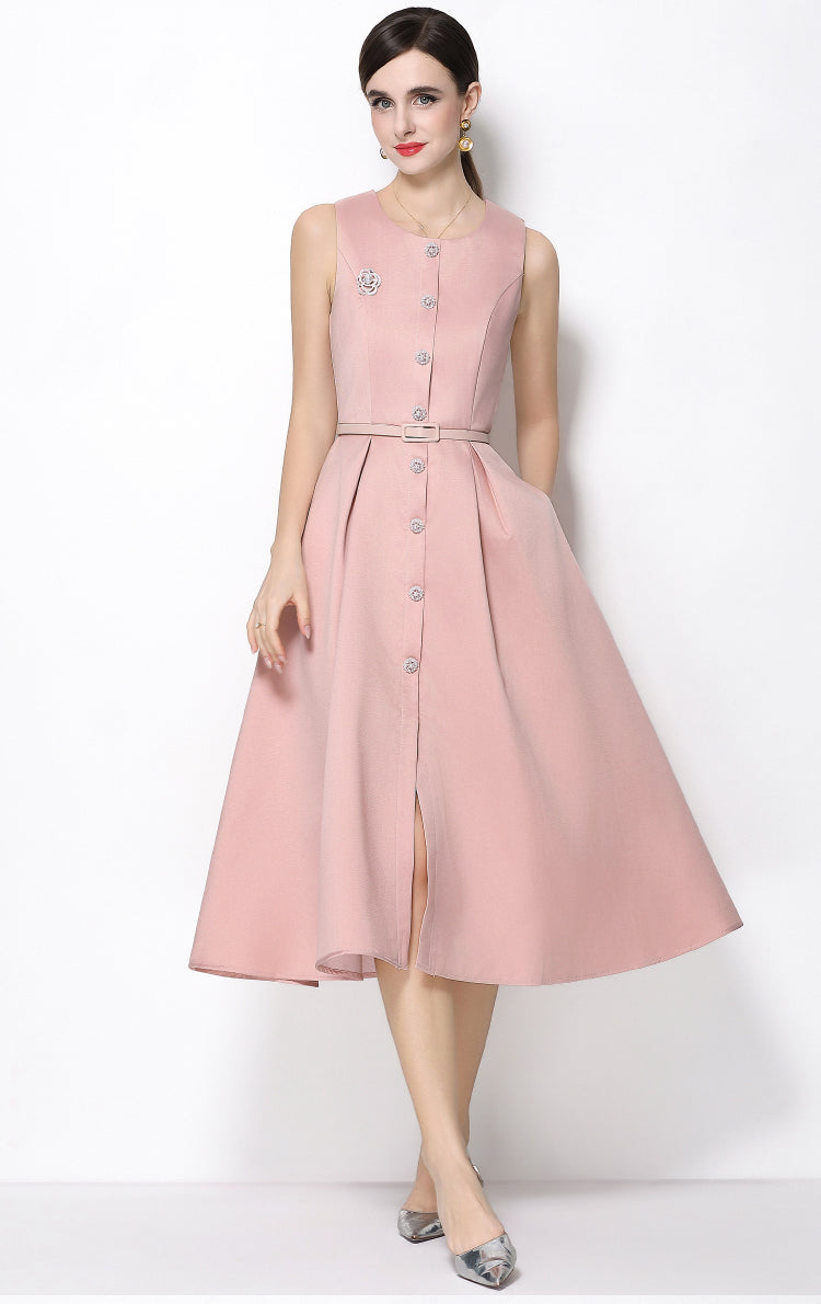 Elena Sleeveless Button-Down in Rose Pink Quartz