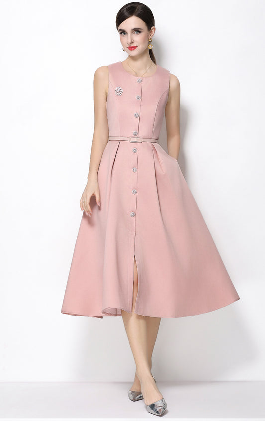 Elena Sleeveless Button-Down in Rose Pink Quartz