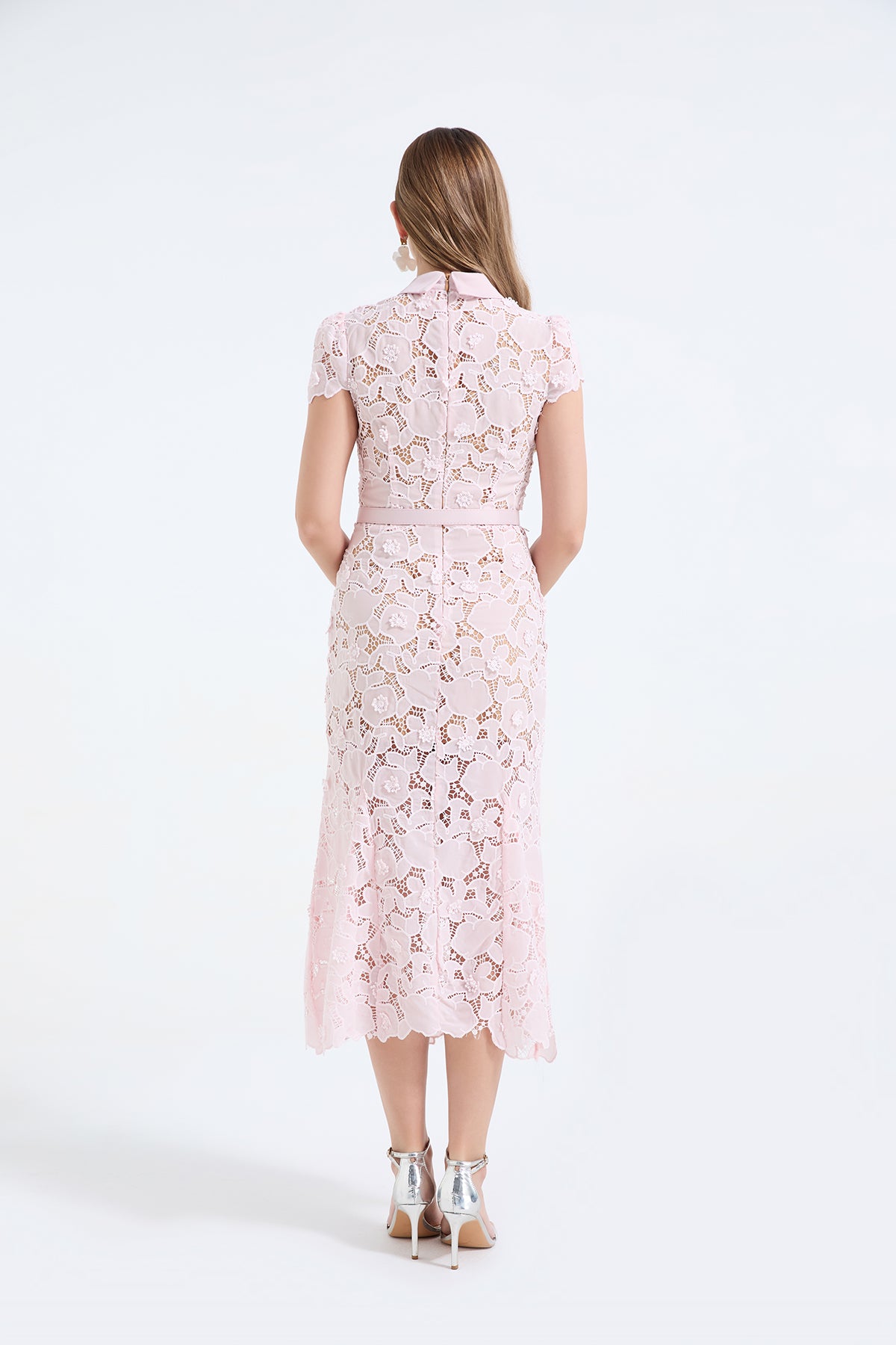 Floral Guipure Lace Midi Dress