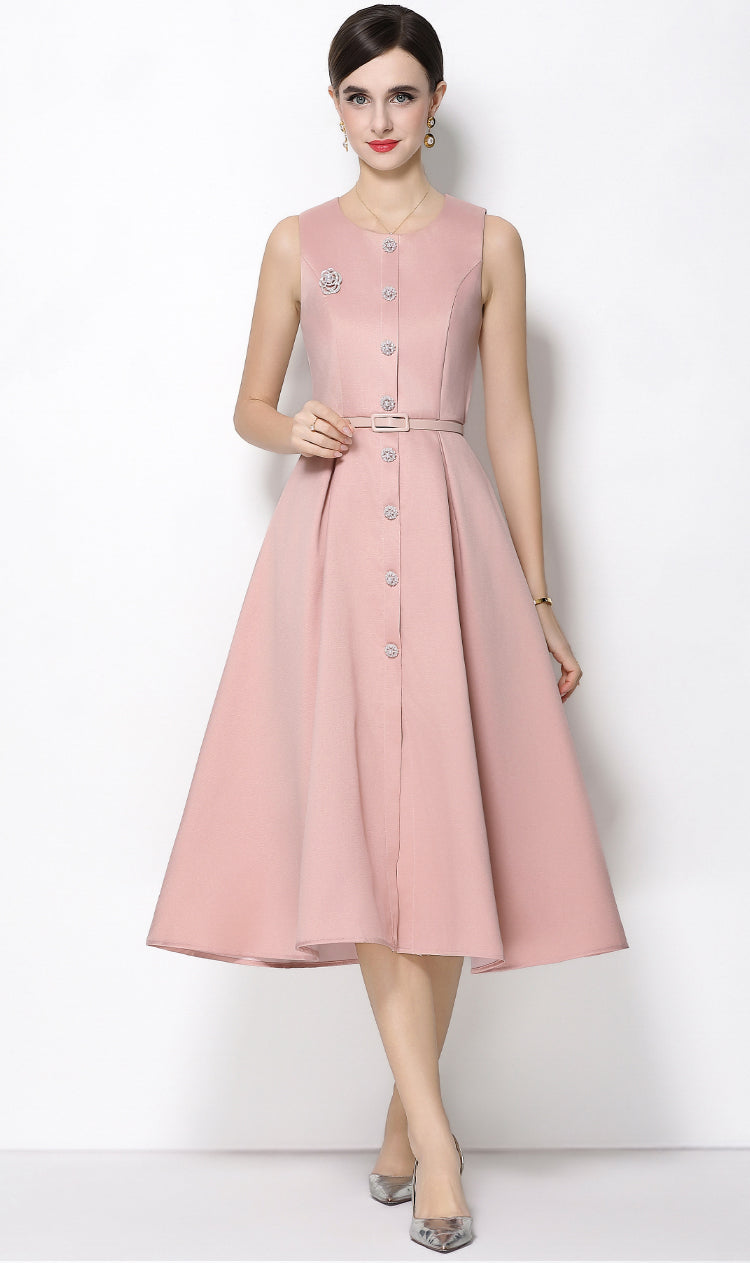 Elena Sleeveless Button-Down in Rose Pink Quartz