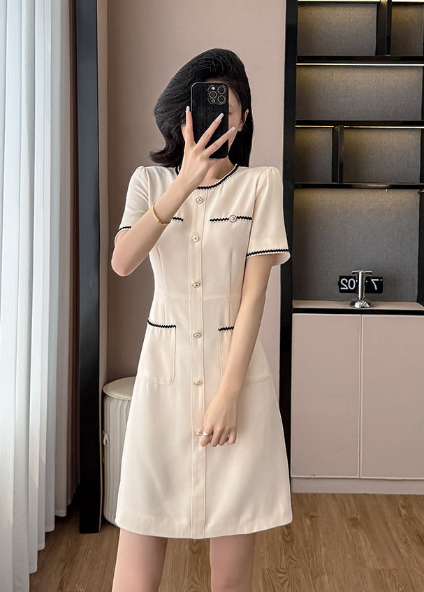 Colette French-Style A-Line Dress In Cream