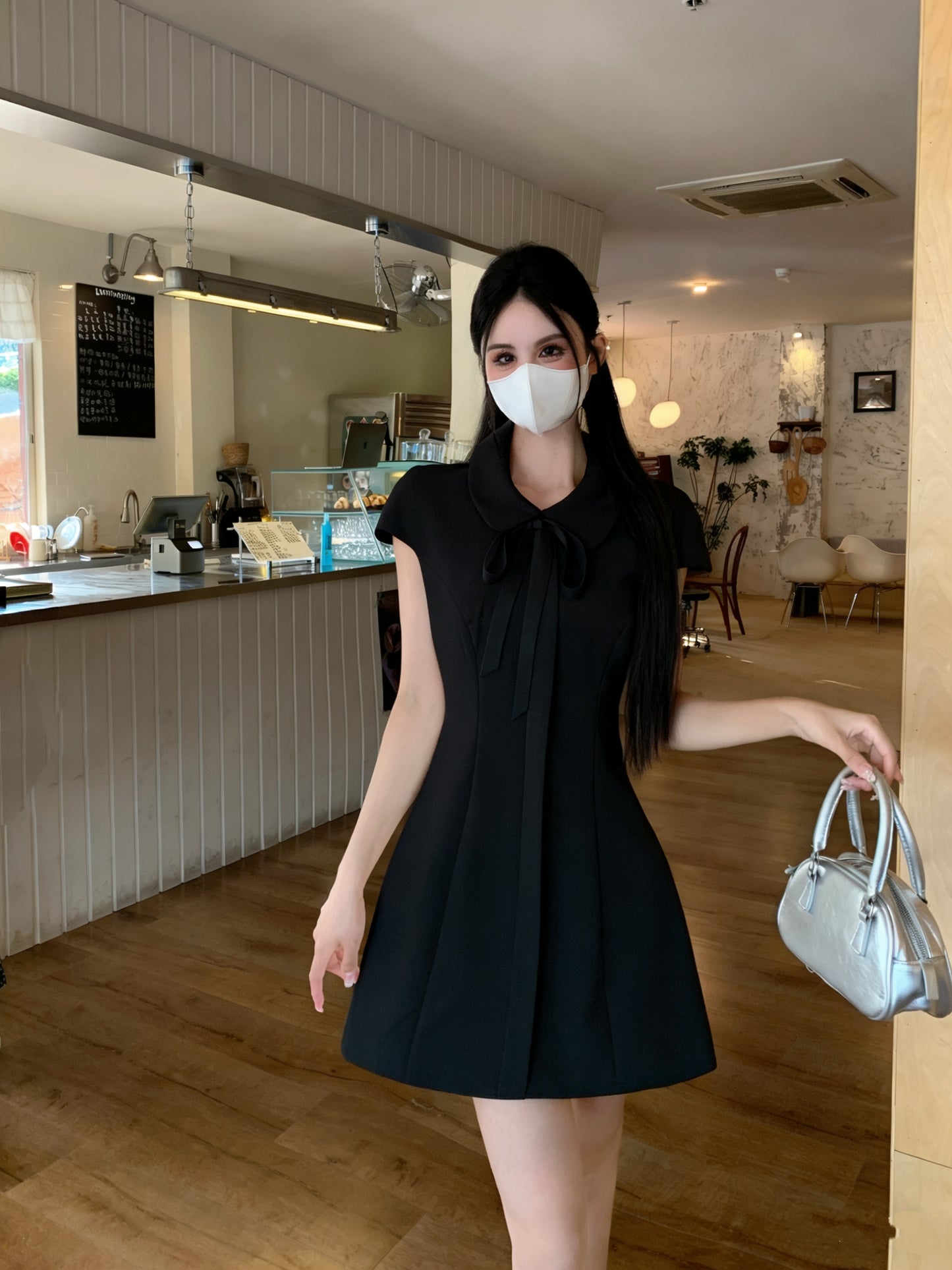 The Audrey Peter Pan Collar A-Line Mini Dress With Cap Sleeves
