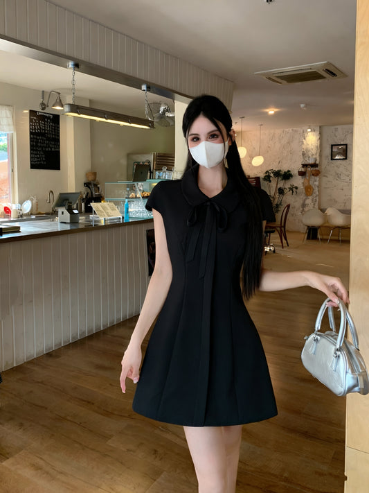 The Audrey Peter Pan Collar A-Line Mini Dress With Cap Sleeves