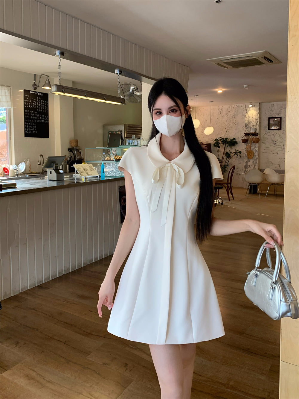 The Audrey Peter Pan Collar A-Line Mini Dress With Cap Sleeves