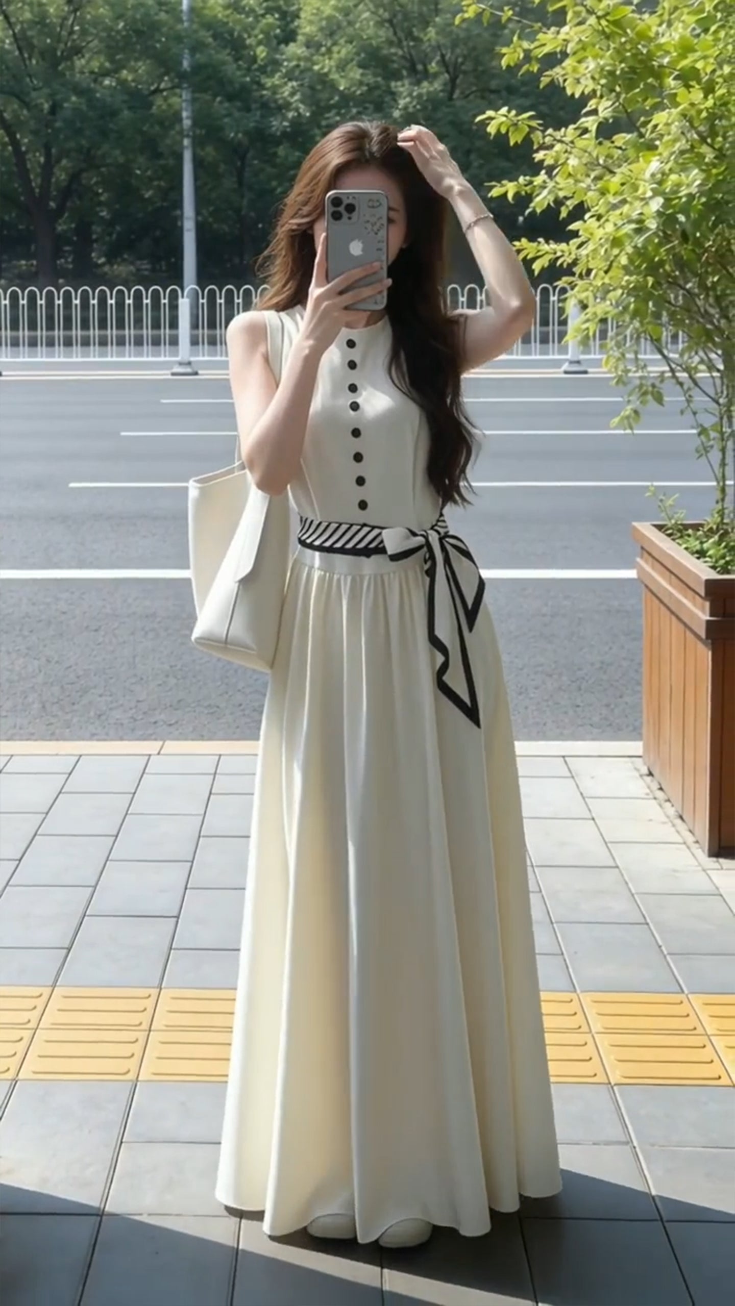 The Celine Contrast Button Maxi Dress