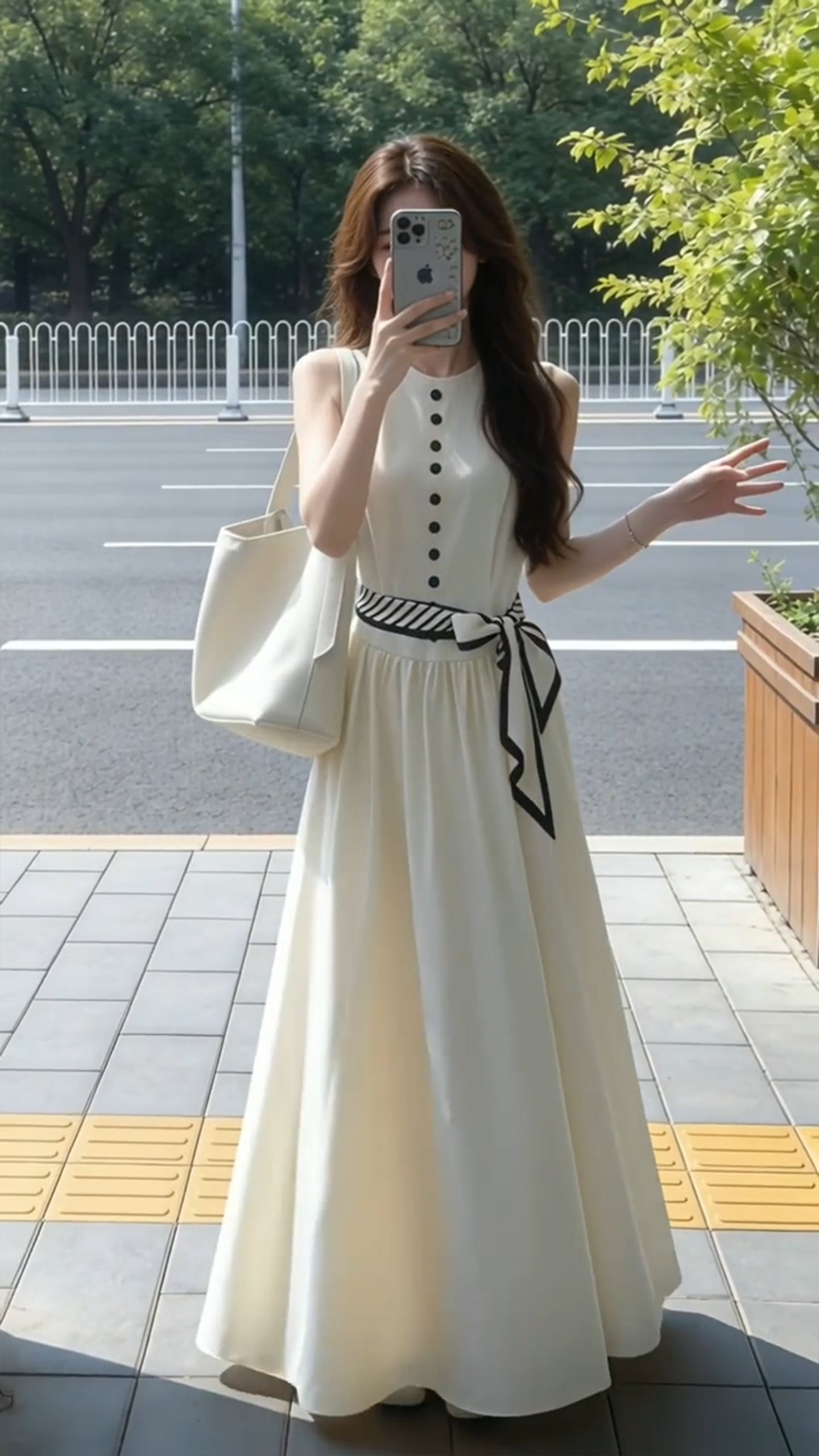 The Celine Contrast Button Maxi Dress