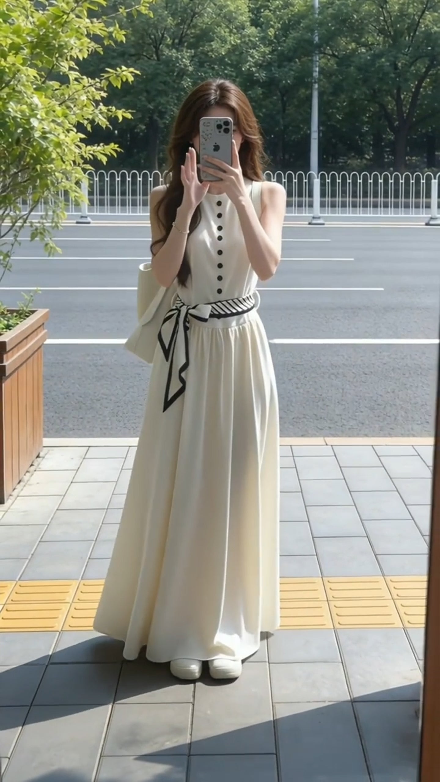 The Celine Contrast Button Maxi Dress