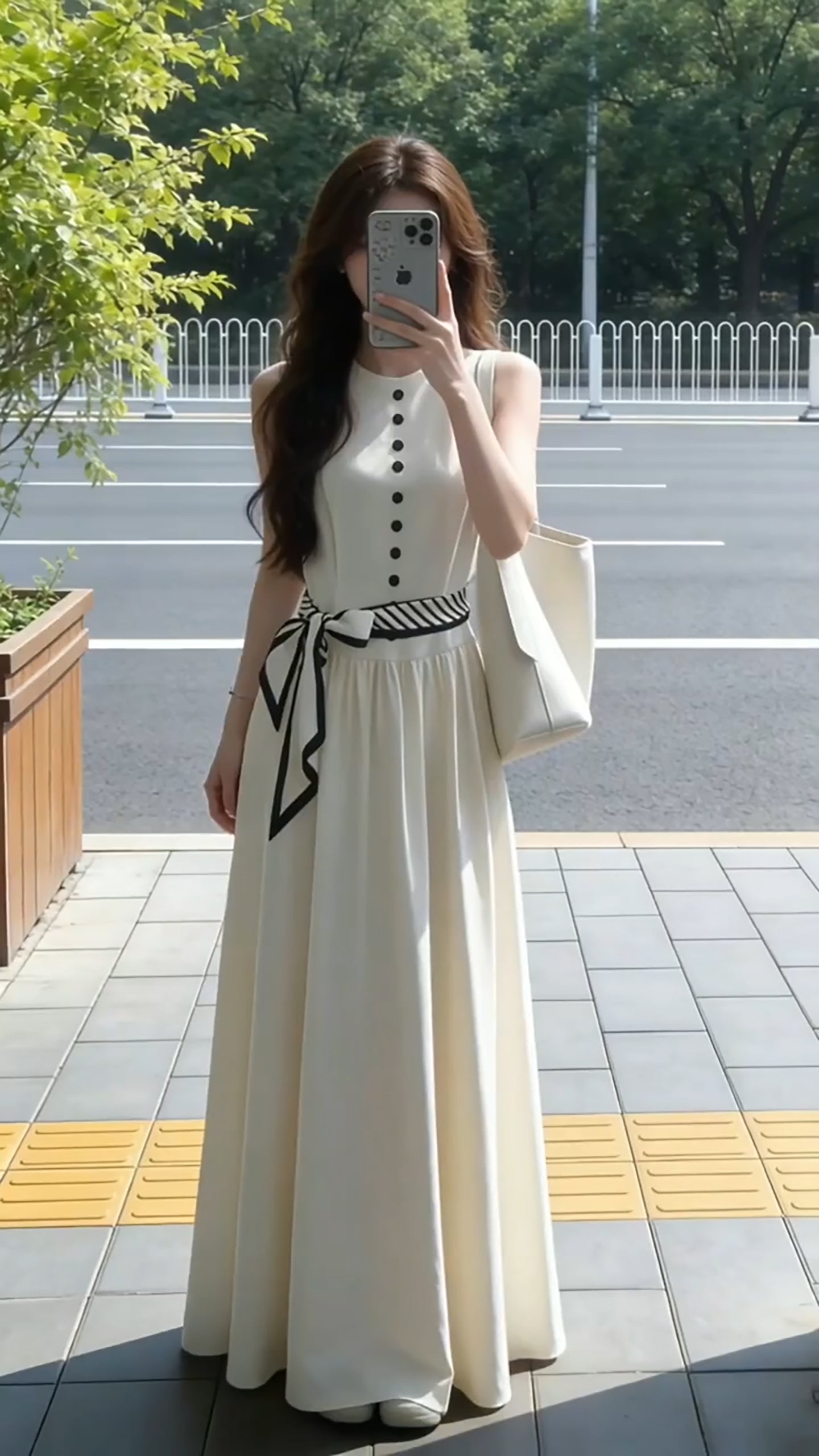 The Celine Contrast Button Maxi Dress