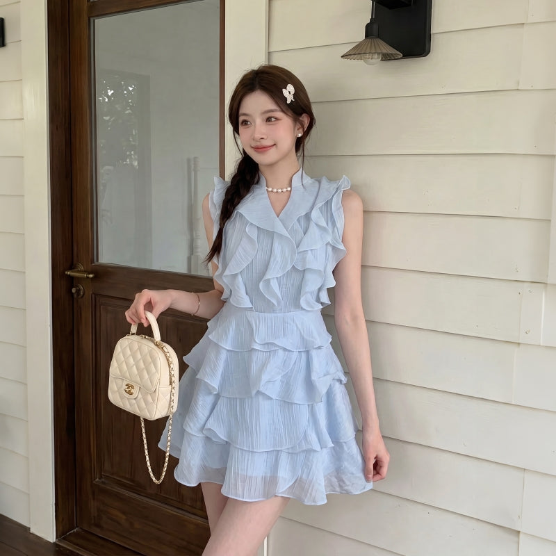 Aurelia V-Neck Ruffle Layered Mini Dress