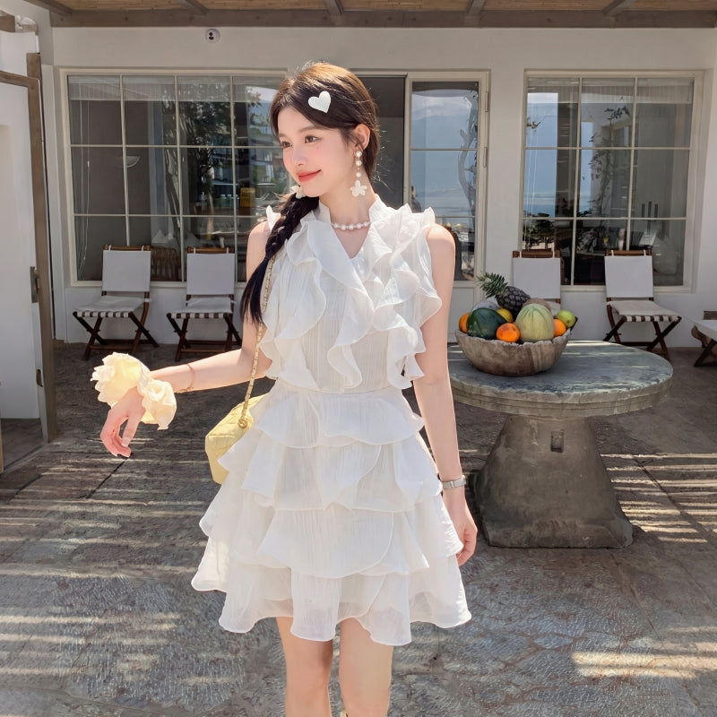 Aurelia V-Neck Ruffle Layered Mini Dress