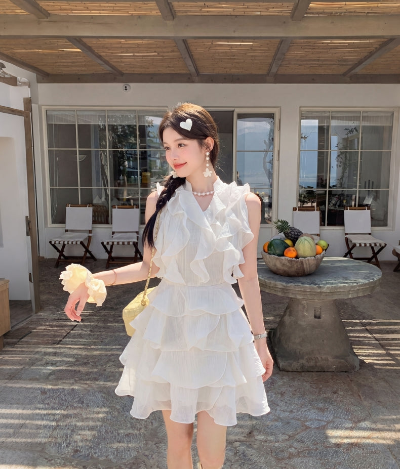 Aurelia V-Neck Ruffle Layered Mini Dress
