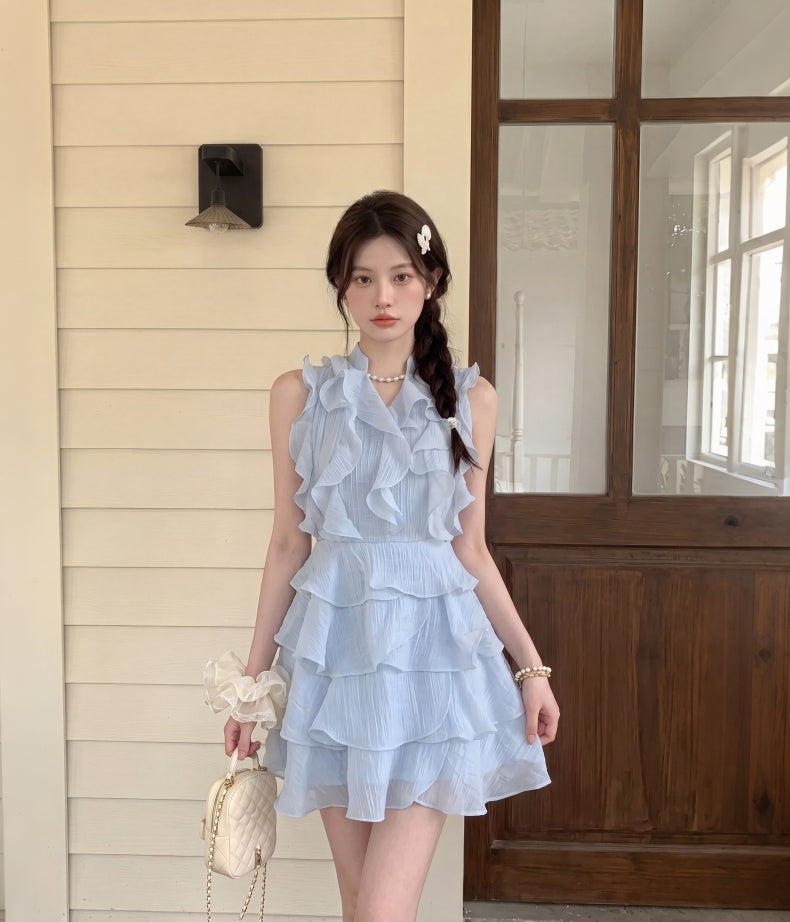 Aurelia V-Neck Ruffle Layered Mini Dress