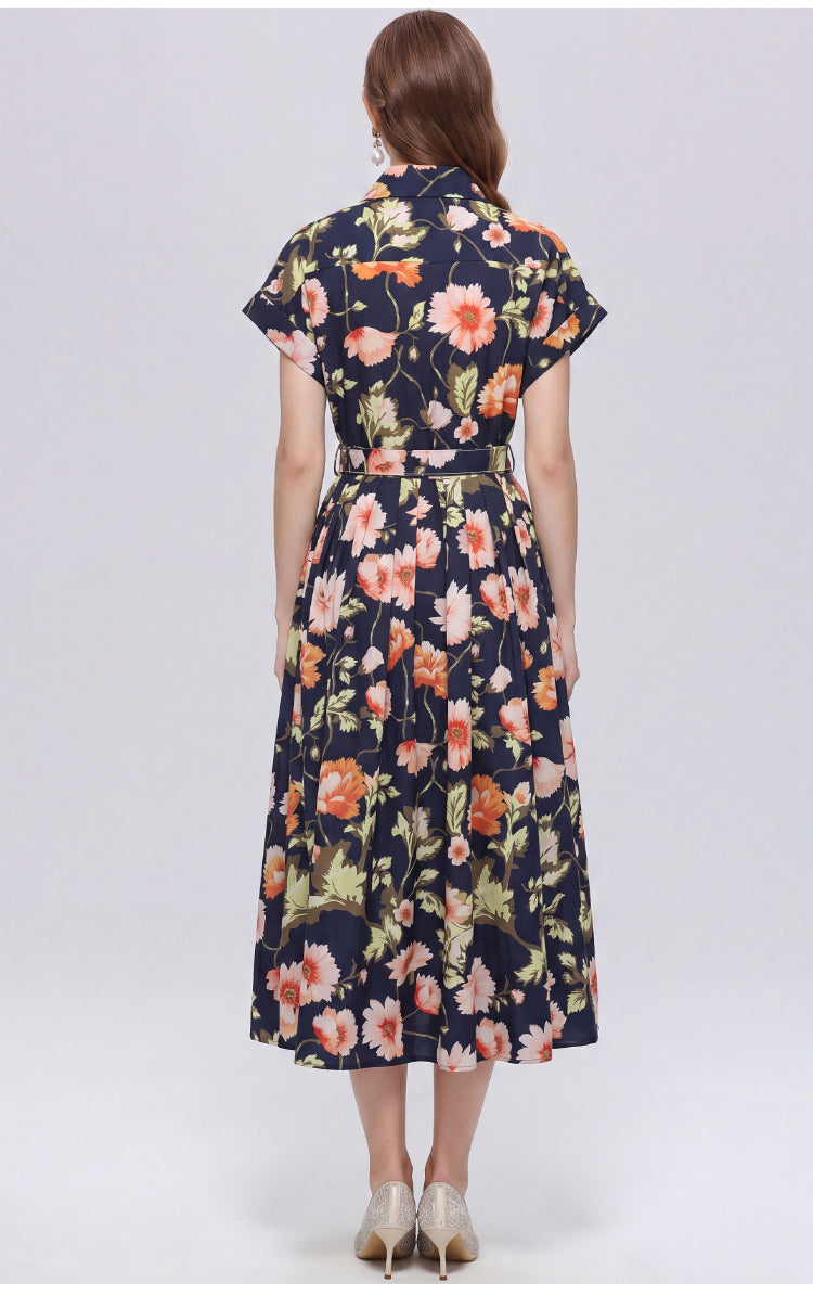 Autumn Bloom Floral Midi Dress