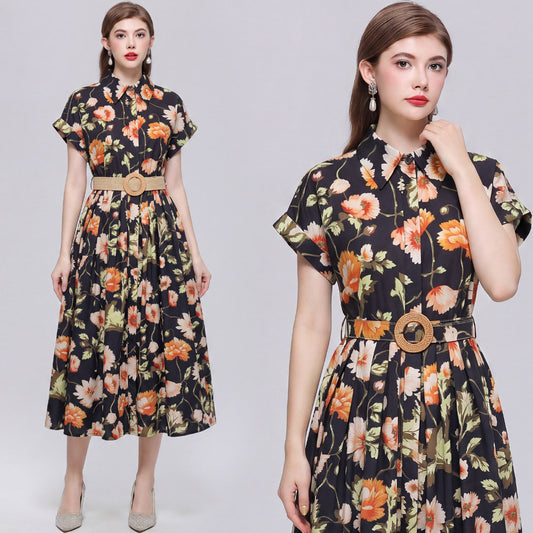 Autumn Bloom Floral Midi Dress