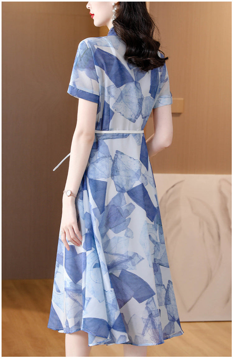 Azure Horizon Belted Shirt Dress