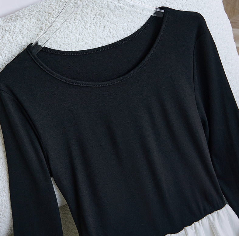 Balletcore Tiered Ruffle Tulle Long Sleeve Midi Dress