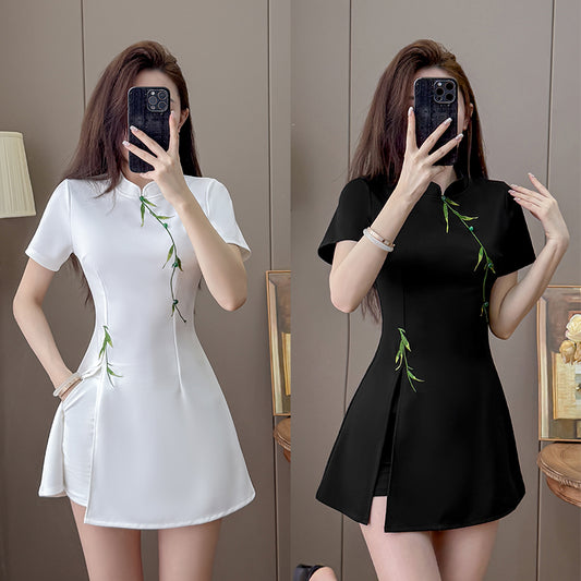 Bamboo Whisper Side-Slit Two-Piece Dress